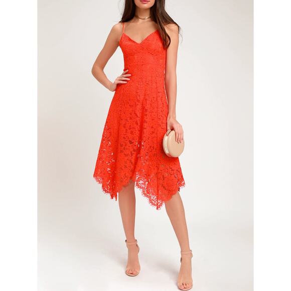 NWT Lulus One Wish Orange Lace Sleeveless Midi Dress Size Extra Large - Picture 12 of 12